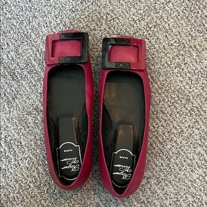 Roger Vivier Deep Red Flats with Buckle